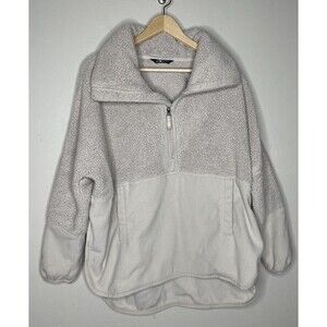 The North Face Sweater Womens Medium Beige Sherpa 1/4 Zip Relaxed Pullover
